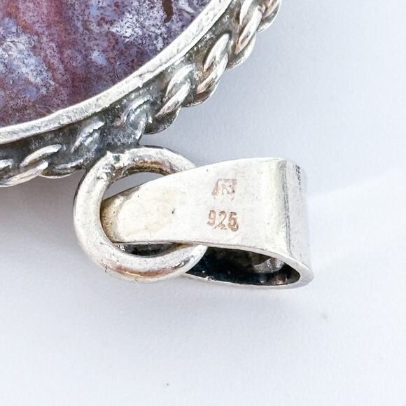 Vintage Sterling Silver 925 Purple Jasper Pendant - Picture 5 of 10